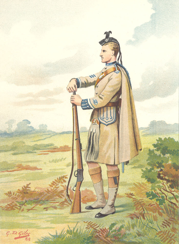 BRITISH ARMY UNIFORMS. The London Scottish Volunteers Regiment 1890 old print